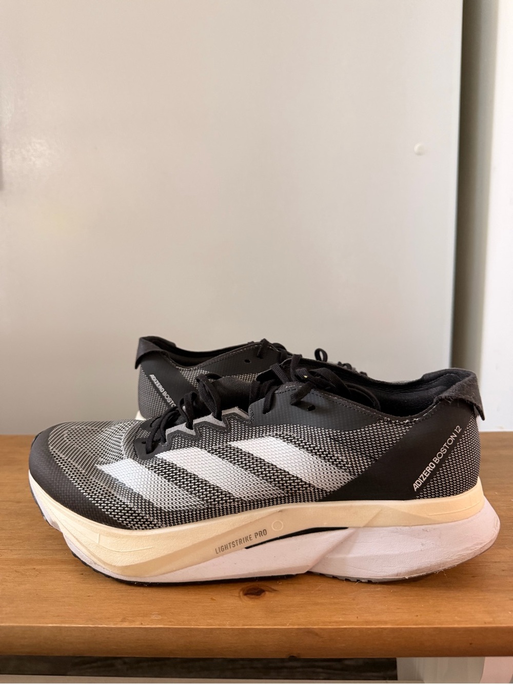 adidas Adizero Boston 12 Black and White Running Shoes
